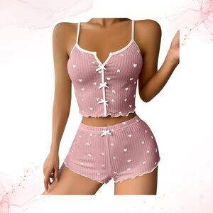 NWT! Cozy Pink Heart Pajama Set